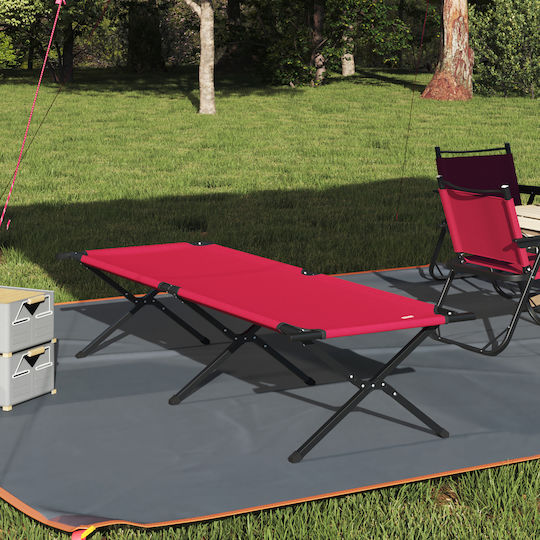Foldable Guest Bed Without Aluminum Mattress Single Red 210x80x46cm