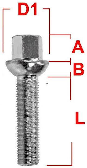Radschraube M14x1.5 Kegel Schlüssel 17 Radius 14 Länge 55mm