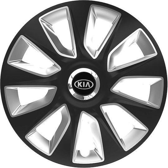 Versaco Car Hubcap Set with Kia Emblem 13" 4pcs Black