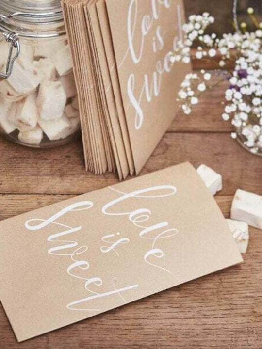 Papiertüte Love Is Sweet Set/20 12x20cm Kraft