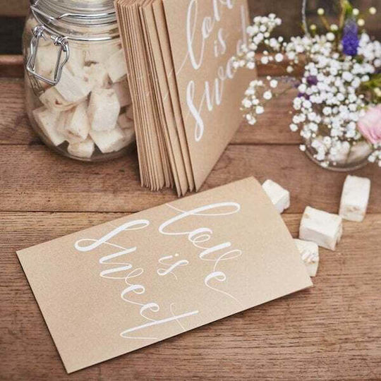Set/20 Pungi de Hârtie Dragostea Este Dulce 12x20cm Kraft