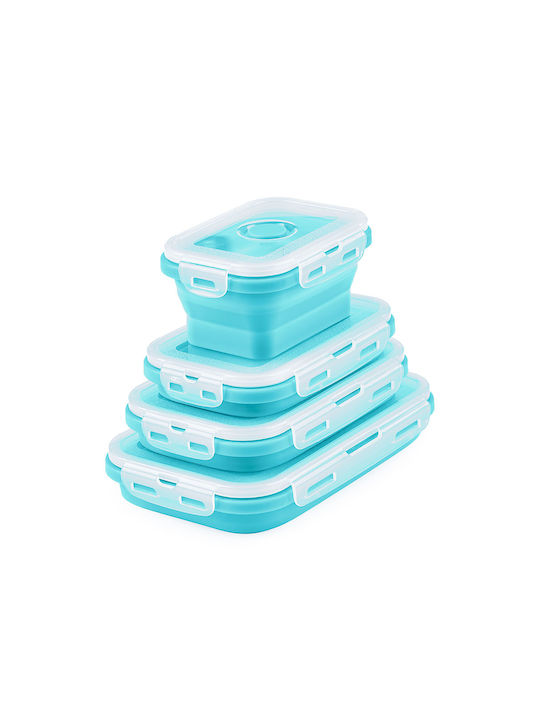 Microwave Silicone Lunch Box Turquoise 4pcs