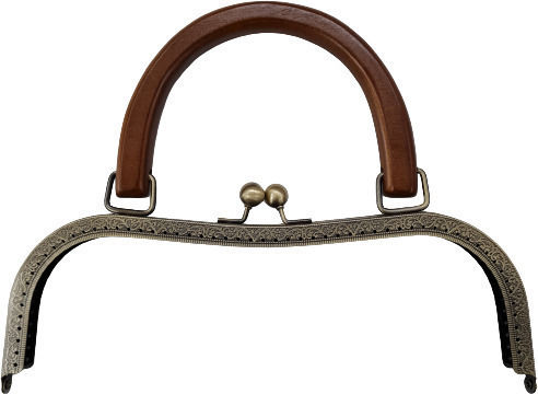26 cm Bronze Metallgriff Verschluss Taschen Geldbörsen Holzgriff