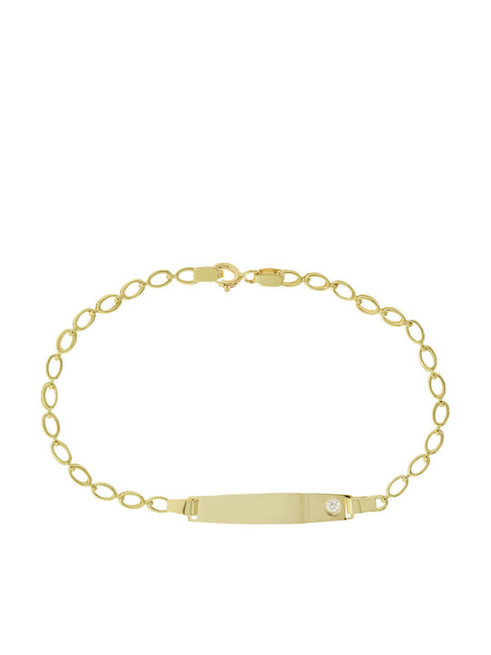 Senzio Belibasakis Kids Bracelet ID from Gold 9K with Stones