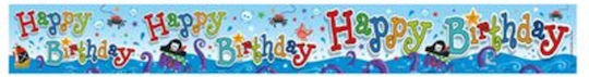 Decorative Birthday Banner "Happy Birthday" Pirate 12.5x275cm 2.75m