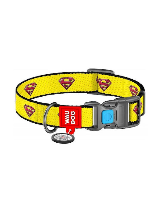 Waudog Superman 2 Yellow Plastic Small Dog Collar 1.5x23-35cm Smart ID