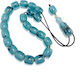 Bakelite Worry Beads with 21 Beads made of Resin with Amber Pieces Blue