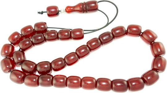 Resin Worry Beads with 33 Beads With Pieces Burgundy