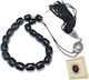 Glass Worry Beads with Tassel with 12 Beads Barrel Black 1.2cm