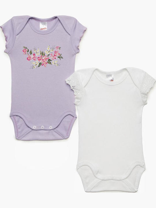Minerva Flowers Mâneca scurta Lilac 2buc