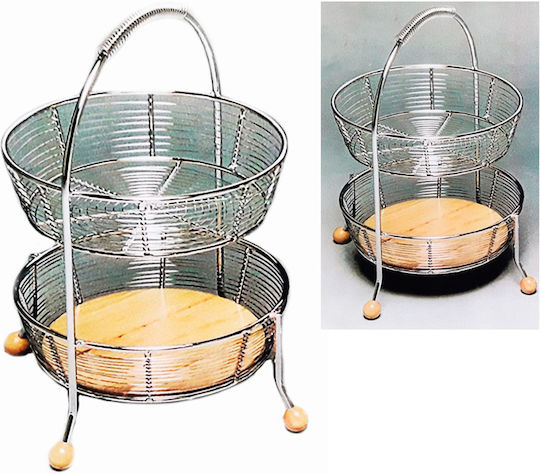 Galifas Fruitieră Metalic 2 nivele Argintiu 28x45buc