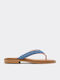 Leather Women's Flat Sandals in Blue Color