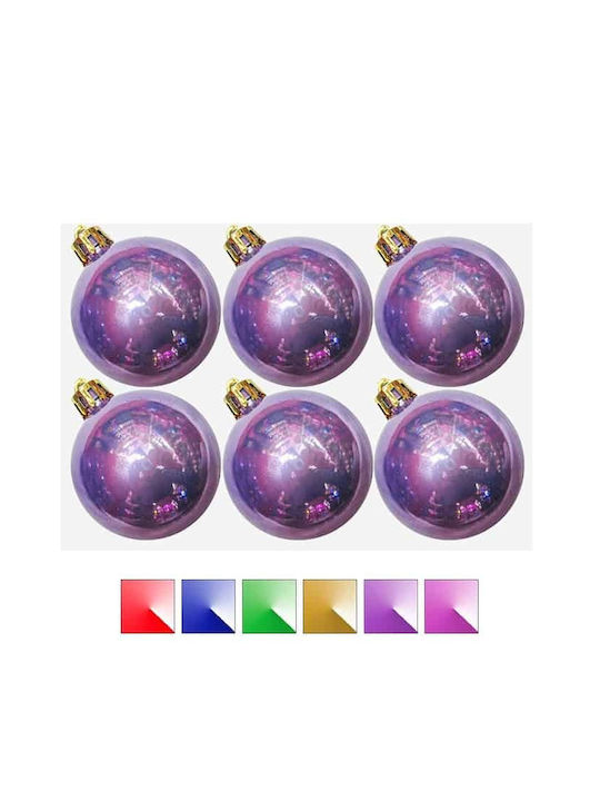 Glänzend Hängendes Kugel Ornament Ornament Kunststoff Gelb 10cm Set 6Stück