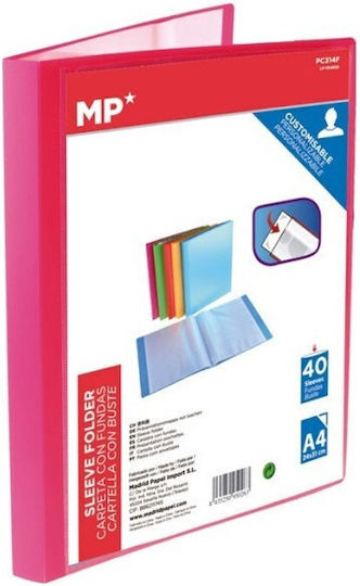 Mapă flexibilă cu 20 de buzunare transparente, copertă Mp Pc312f roz