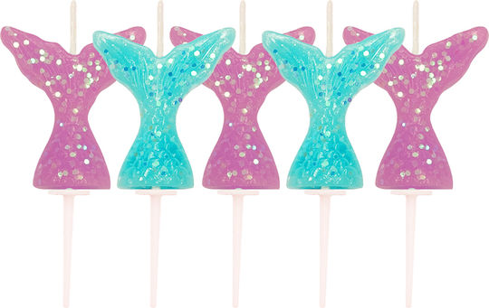 Mermaid Tail Birthday Candles Mermaid Shine 5 Pieces