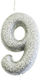 Large Silver Glitter Candle No9 1pc