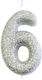 Large Silver Glitter Candle No6 1pc