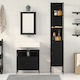 vidaXL Countertop Countertop without Sink, with Mirror & Column Black Oak