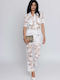 Women's Fabric Capri Trousers Straight Line White