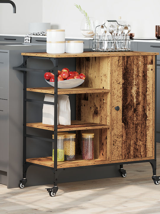vidaXL Τρόλεϊ Κουζίνας Ξύλινο 4 Θέσεων Καφέ 84.5x38.5x87.5cm