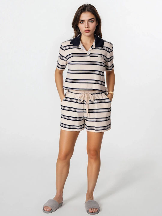 Shorts Ρίγες Μπεζ Μπεζ