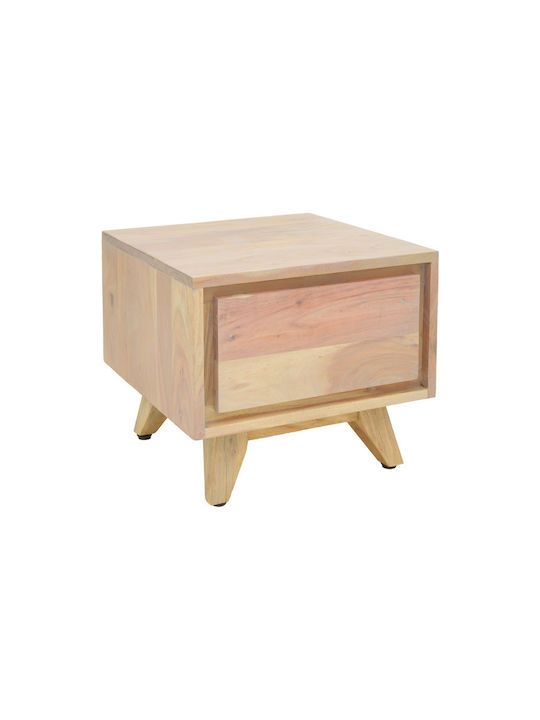 Κομοδίνο Emira από Μασίφ Ξύλο Μπεζ 40x40x35cm 376-000001