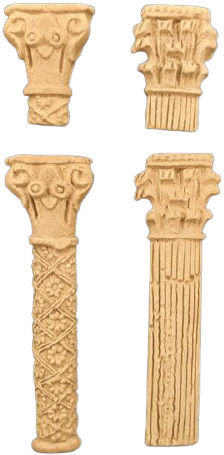 Set de 4 coloane decorative sculptate din lemn 7,5cm x 2,3cm