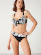 Set Bikini Ψηλόμεσο Μαύρο-λευκό