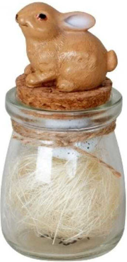 Glass Decorative Jar with Brown Bunny on the Lid 9613