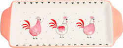 Πασχαλινός Δίσκος Λευκής Πορσελάνης "pink Roosters" 35x15 Cm Πασχαλινός Δίσκος Λευκής Πορσελάνης "pink Roosters" 35x15 Cm