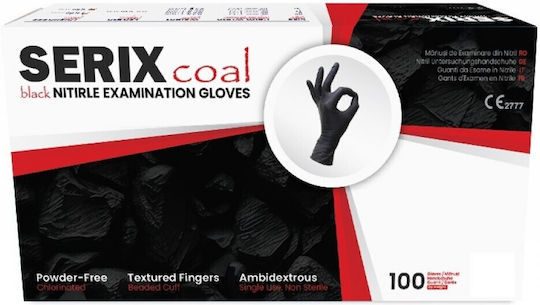 Serix Mănuși Nitril Fără pulbere în Negru Culoare 100buc