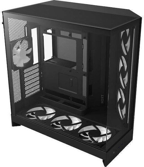 NZXT H9 Flow RGB+ Gaming Midi Tower Κουτί Υπολογιστή με Πλαϊνό Παράθυρο Μαύρο Ματ