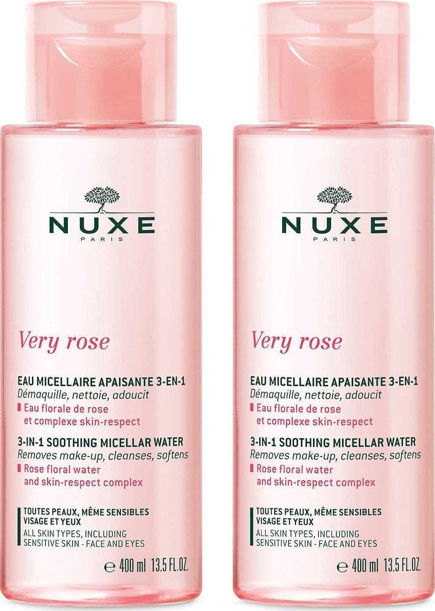 Nuxe Very Rose Micellar Water Αφαίρεσης Μακιγιάζ Προσώπου 2x400ml