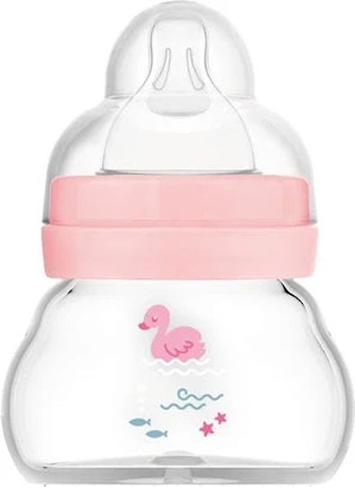 Mam Glasflasche Feel Good Gegen Koliken mit Silikonsauger für 0+, 0+ m, Monate Pink Enten-Design 90ml