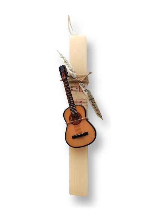 Easter Candle with Musical Instrument Wooden Miniature Classical Guitar