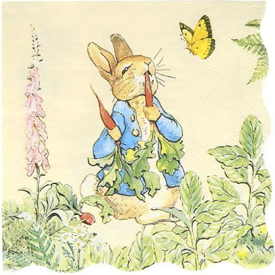 Peter Rabbit In Garden Χαρτοπετσέτα Μεγάλη Meri Meri 16 Τεμ