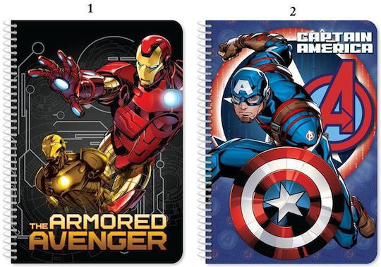 Avengers Σπιράλ Τετράδιο Ριγέ Β5 60 Φύλλων 2 Θεμάτων