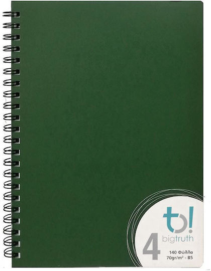 Big Spiral Caiet Cu dungi B5 140 de Foi 4 de Subiecte Verde 1buc