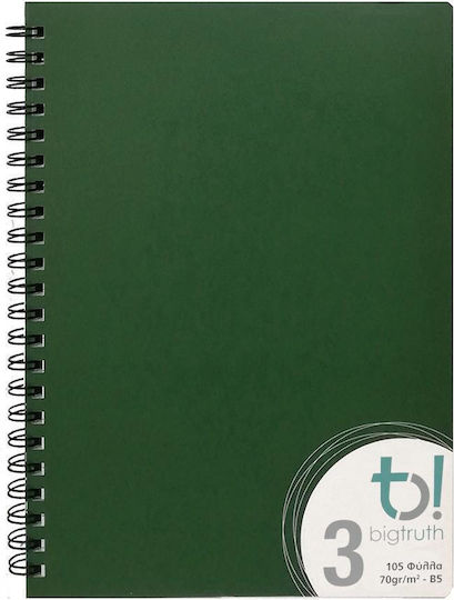 Big Spiral Notebook Ruled B5 105 Sheets 3 Subjects Green 1pcs