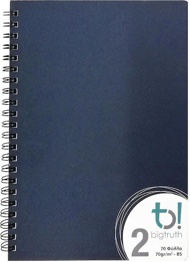 Big Spiral Notebook Ruled B5 70 Sheets 2 Subjects Blue 1pcs