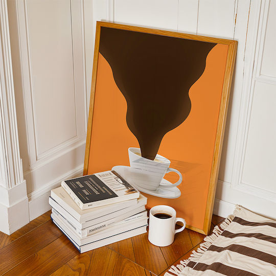 Poster Kaffeetasse Pst25358 60cm x 90cm Naturholz Beige Rahmen