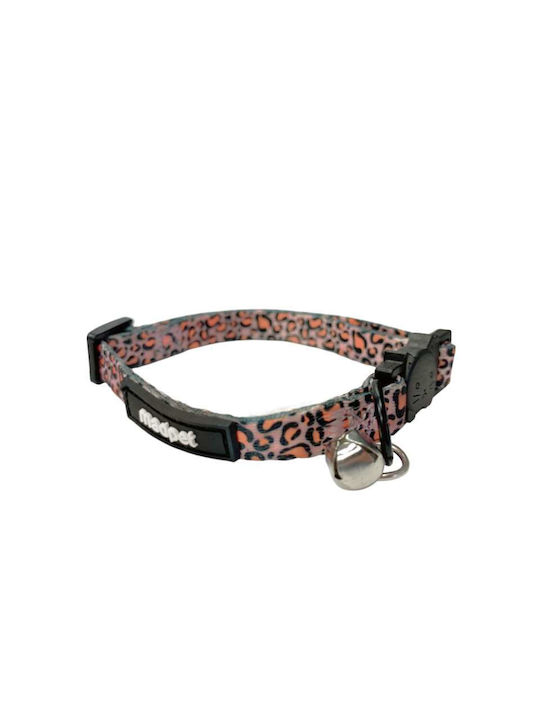 Zgarda pentru pisici Madpet, model roz cu imprimeu ghepard, 1.0x19-32cm