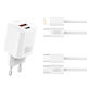 XO Ladegerät mit USB-A Anschluss und USB-C Anschluss und Kabel USB-C - Lightning 30W Stromlieferung Weißs (L149)