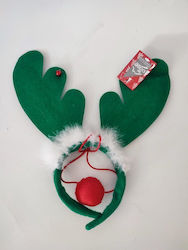 Set bentiță și nas Rudolph 12x35cm verde cu clopoței