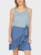 Frida Damen Bluse Ärmellos Light Blue