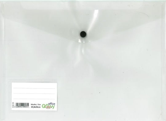 PP Folder with Button & Label Transparent 23.8x33cm Groovy Office