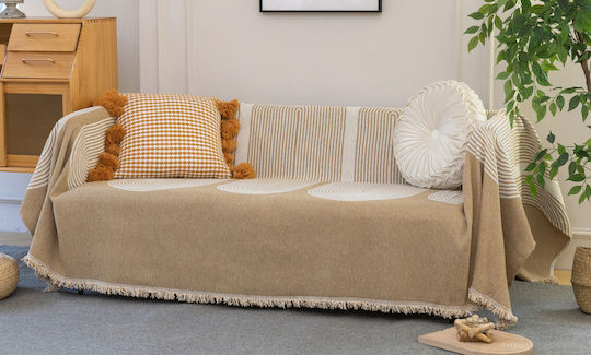 ForHome Armchair Throw Chenille 180x180cm Beige