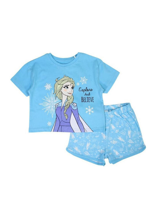 Kids' Set with Shorts Summer 2pcs Light Blue Frozen