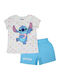 Kinder-Set mit Shorts Sommer 2Stück Light Blue Lilo & Stitch