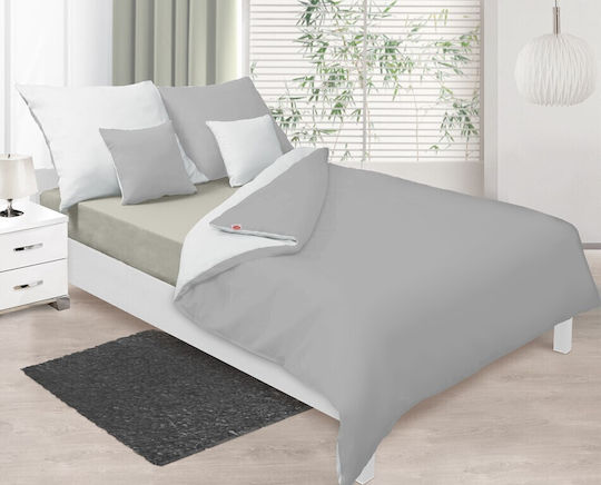 Matex Bettbezug-Set Baumwolle Einzelbett mit Kissenbezug 140x200 White/grey